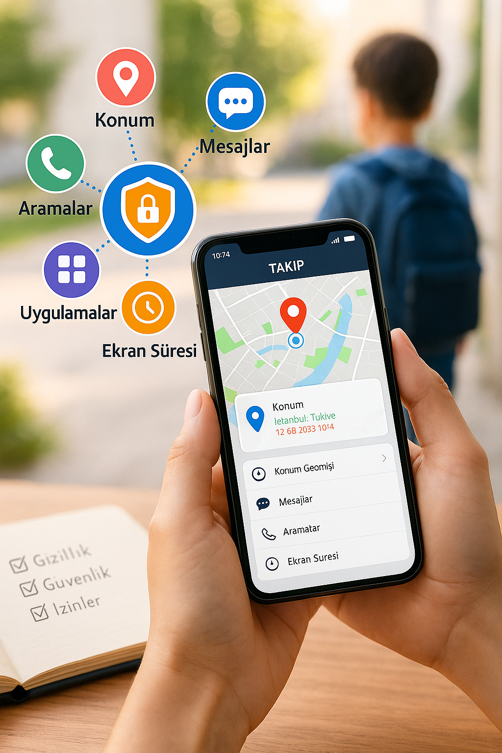 telefona yüklenen takip programı